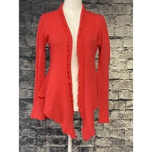 Margaret Loves Peter Sweater Womens Large Red Scottish Cashmere Scalloped‎ Edge